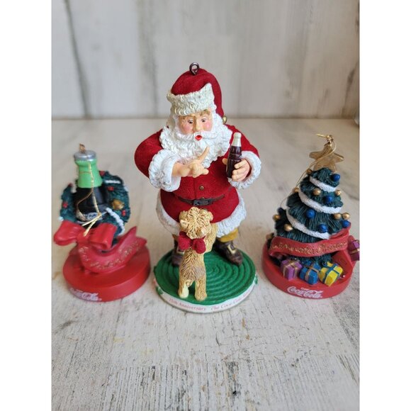 Vintage Carlton coca cola Santa coke tree ornament Xmas set unique - Picture 3 of 8